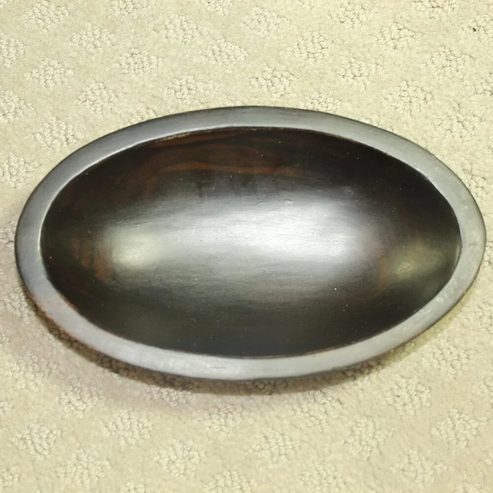 Large Solid Wood Oval Serving Bowl & 12 Individual Oval Fruit, Candy, Nuts Bowls